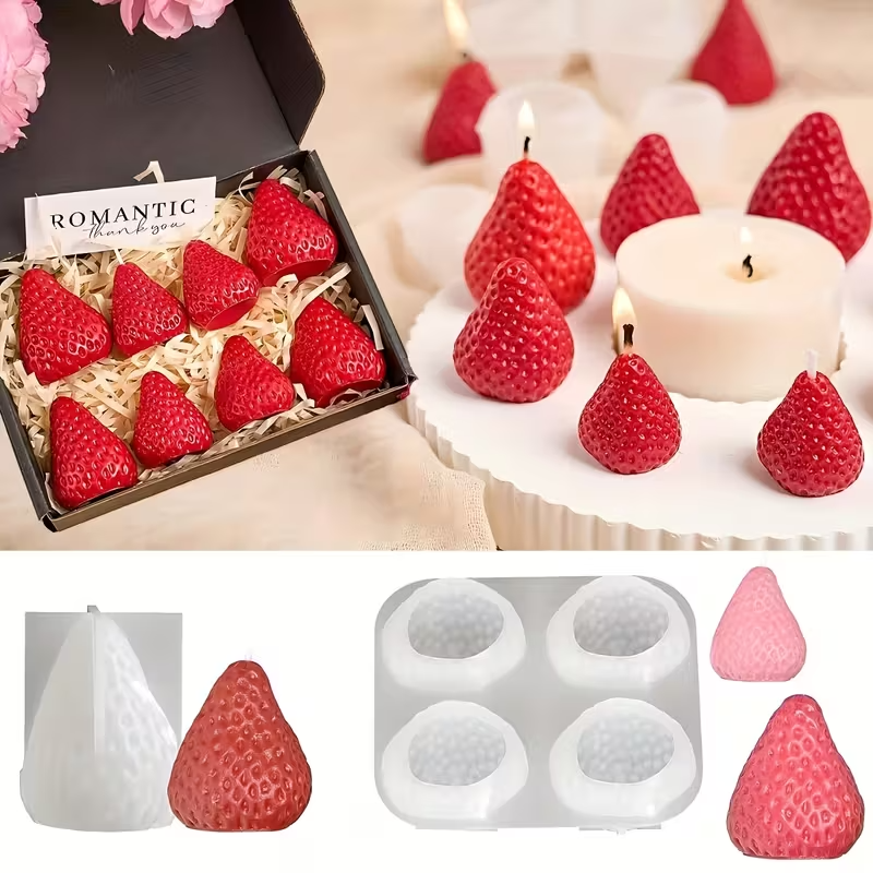 Soap Making Gifts - Strawberry Silicone Candle Mold for DIY
