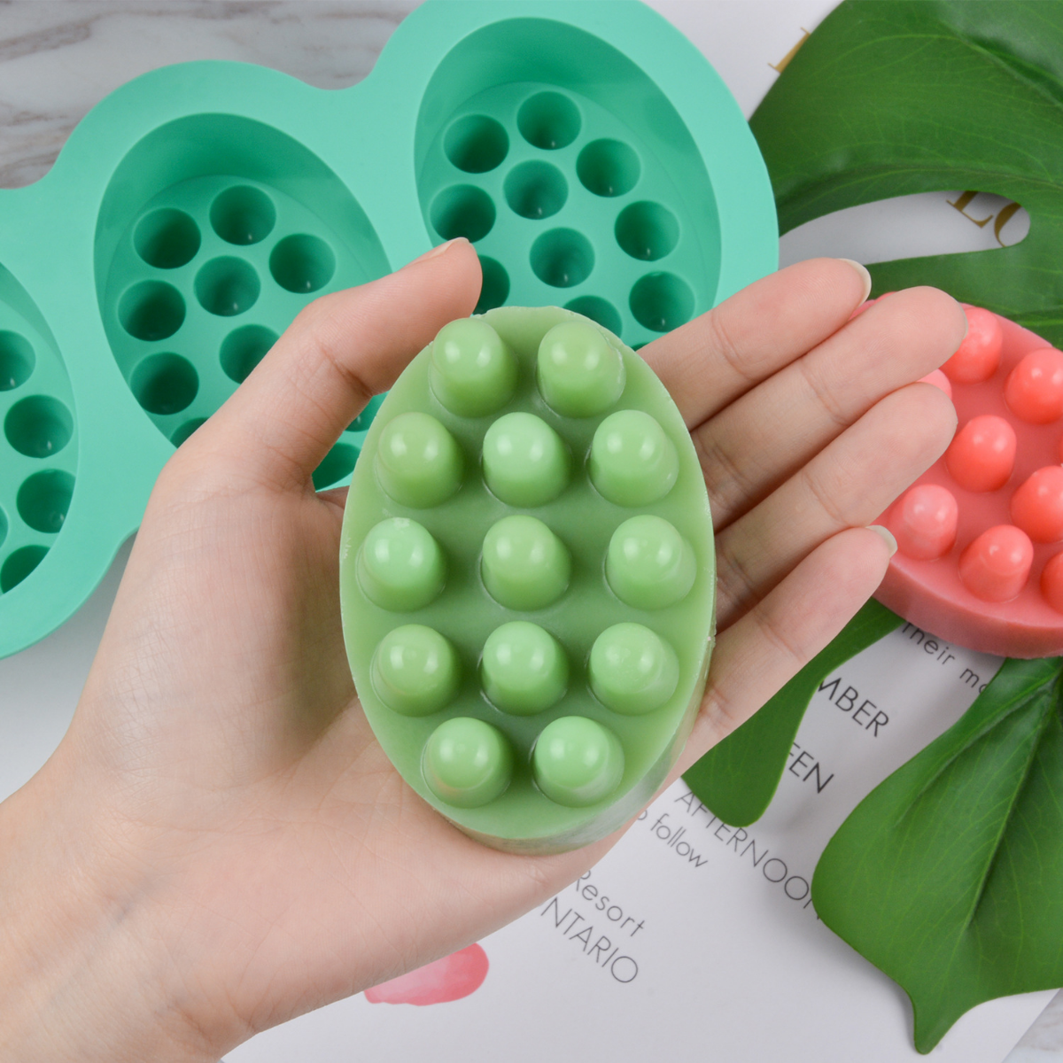 Soap Making Gifts - 4 Hole Oval Massage Soap Silicone